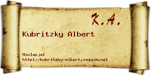 Kubritzky Albert névjegykártya