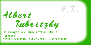 albert kubritzky business card